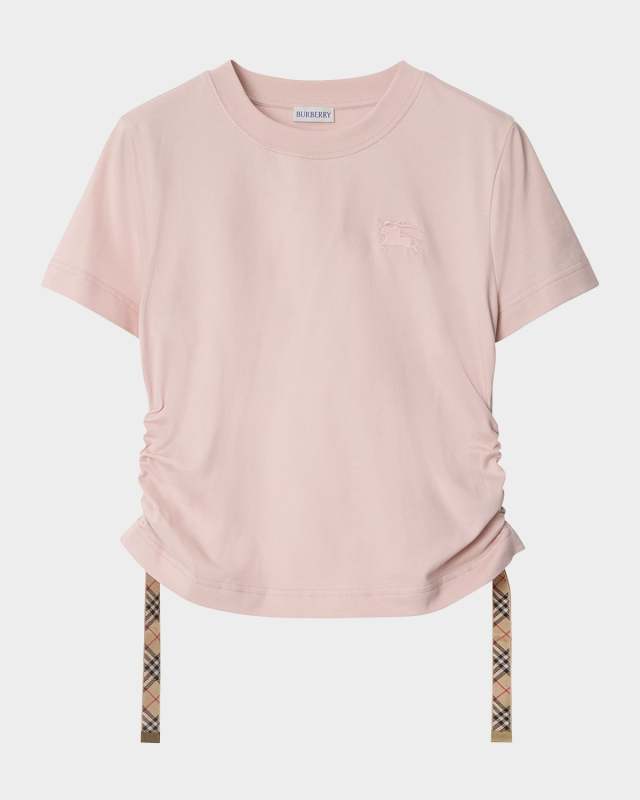 Drawstring Ruched Crop T-Shirt